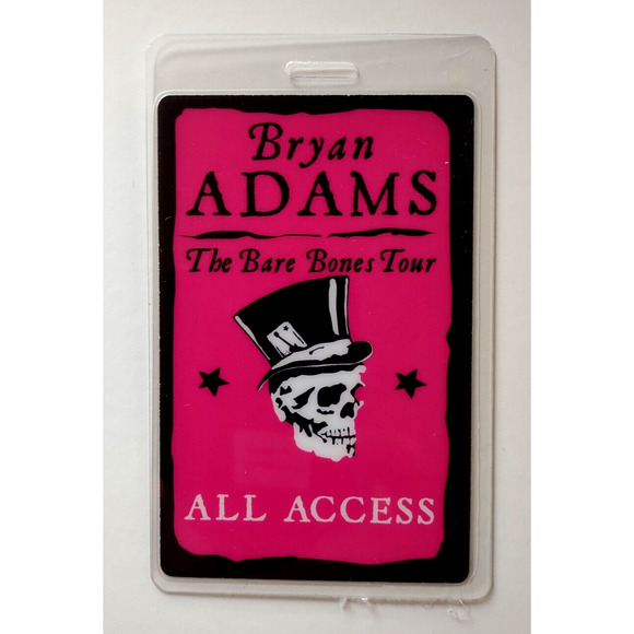 Bryan Adams The Bare Bones Tour Backstage Pass Laminated Skull Skeleton 2009 - Picture 1 of 2